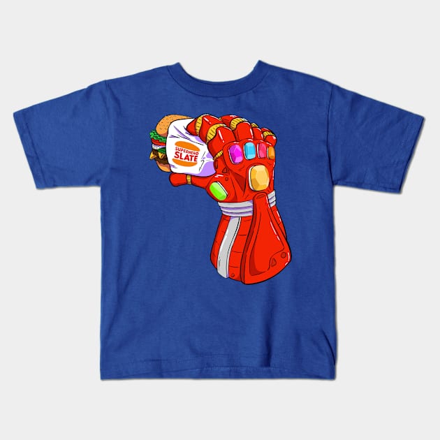 Burger Gauntlet Kids T-Shirt by SuperheroSlate